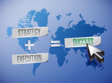 Strateji, yürütme ve başarı illüstrasyon