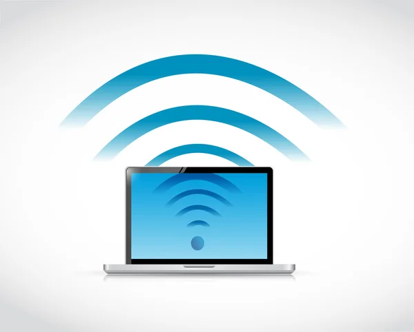 Laptop connection wifi illustration design — Stock Photo, Image
