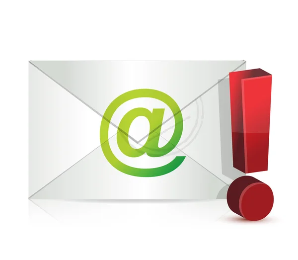 Diseño de ilustración de correo electrónico y punto de exclamación — Foto de Stock