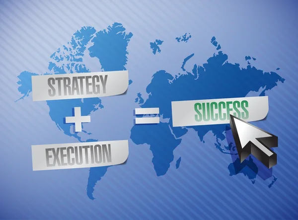 Strategie, uitvoering en succes illustratie — Stockfoto