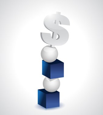 dolar, küpler ve küreler illüstrasyon denge