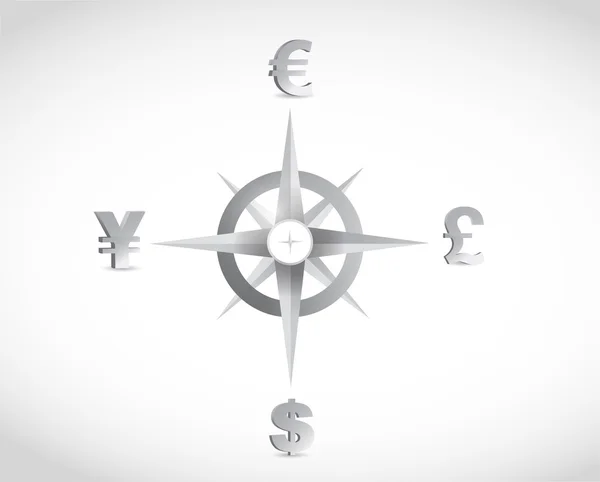 Moneda brújula guía ilustración diseño — Foto de Stock