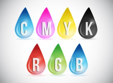 CMYK ve rgb renk damla illüstrasyon tasarımı