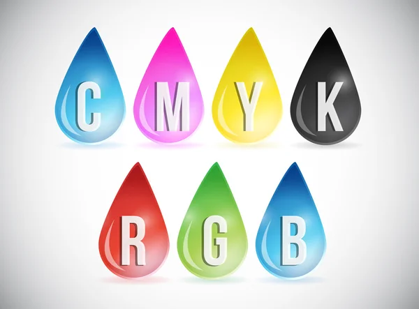 CMYK és rgb színes csepp illusztráció design — Stock Fotó