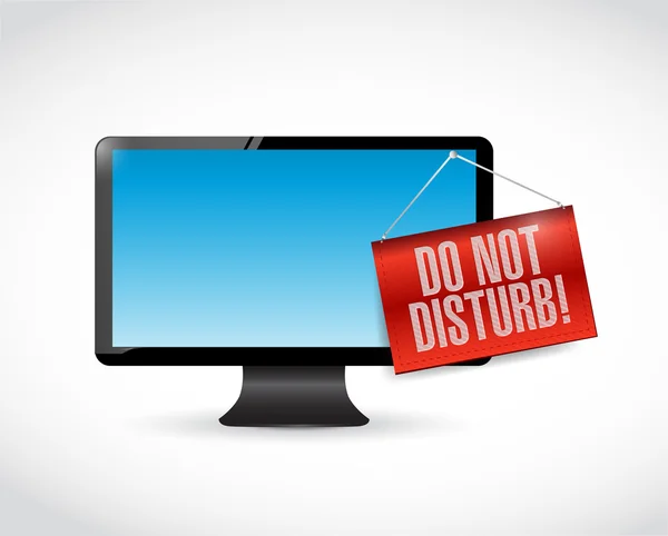 Monitor with a do not disturb hanging sign — Stock Photo, Image