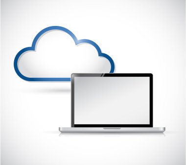 laptop ve sınır depolama bulutu. illüstrasyon