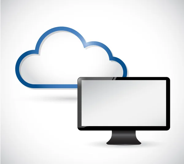 Monitor i granicy przechowywania chmura. ilustracja — Zdjęcie stockowe