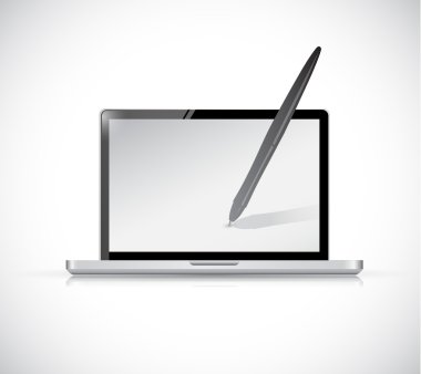 laptop ve kalem çizim tasarım