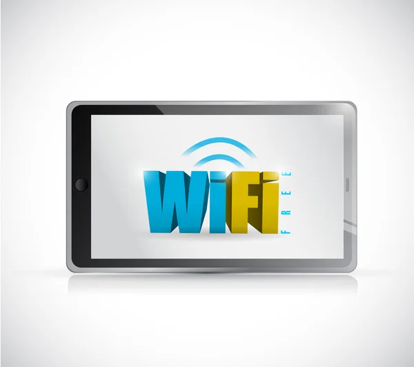 Tablet connessione wifi gratuita disegno illustrazione — Foto Stock