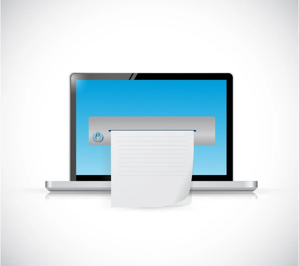 Laptop screen printer illustration design — Stock Photo, Image