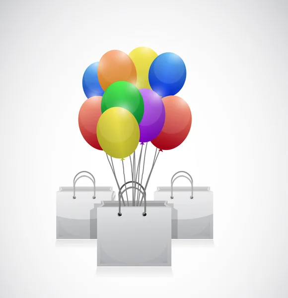 Shopping bag colorful balloons illustration — Stock Photo, Image