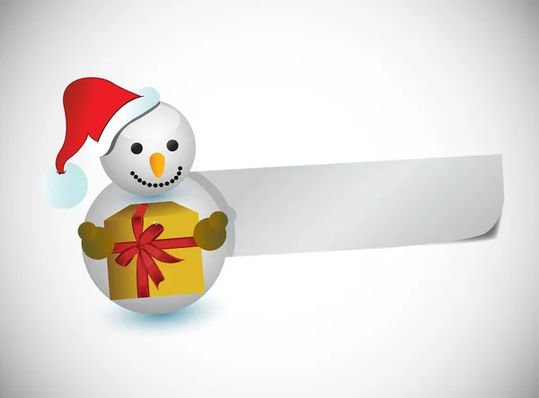 Boneco de neve de Natal e um papel em branco para mensagens — Fotografia de Stock