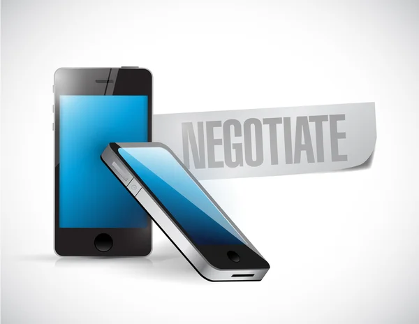 Phones with the word negotiate written — Stock Photo, Image