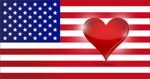 अमेरिका का दिल। संयुक्त राज्य अमेरिका ध्वज और दिल . — स्टॉक फ़ोटो, इमेज