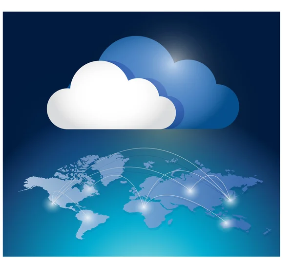 Cloud computing anslutning nätverksdiagram — Stockfoto