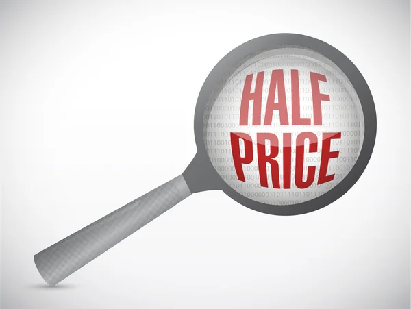 Half price under magnify search investigation — Stock Photo, Image