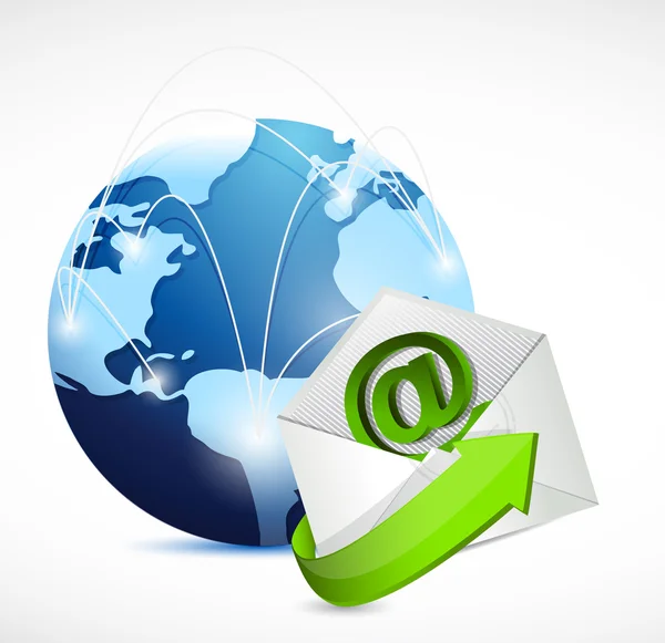 Email busta globo rete. disegno illustrazione . — Foto Stock