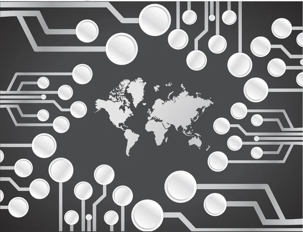 Carte du monde circuit imprimé illustration design — Photo