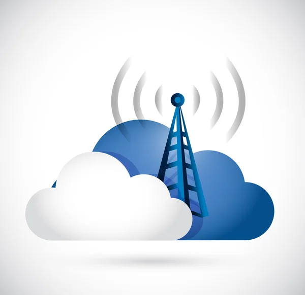 Torre di cloud computing e connessione wifi — Foto Stock