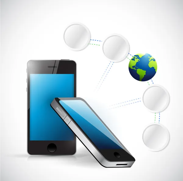 Phone and connection link diagram — Stock Photo, Image