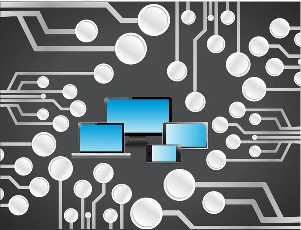 Reeks van de elektronica over een circuit bord — Stockfoto