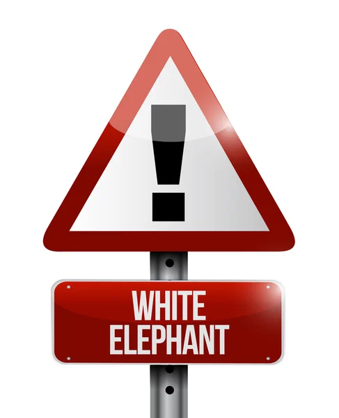 Elefante blanco advertencia carretera señal ilustración —  Fotos de Stock