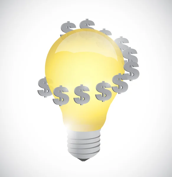 Glödlampa monetära idé symbol illustration — Stockfoto