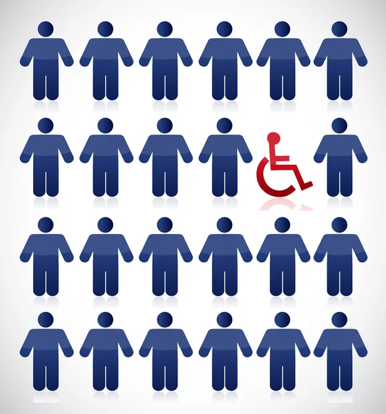 Handicap in the middle of a set of people — Stock Photo, Image