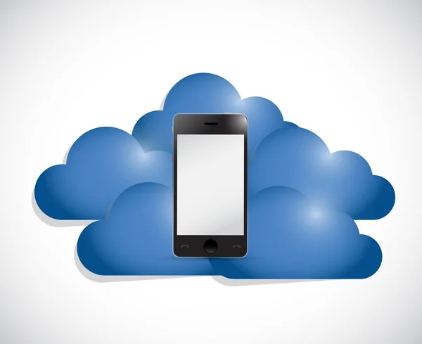 Telefoon in het midden van een set van wolken. — Stockfoto