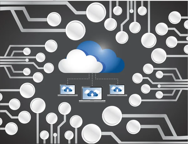 云计算的笔记本电脑网络电路板. — 图库照片