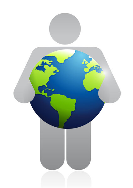 icon holding a globe. illustration design