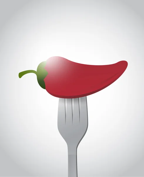 Fork and hot red pepper illustration design — Stock Photo, Image