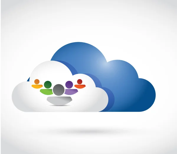 Progettazione illustrazione team di cloud computing — Foto Stock