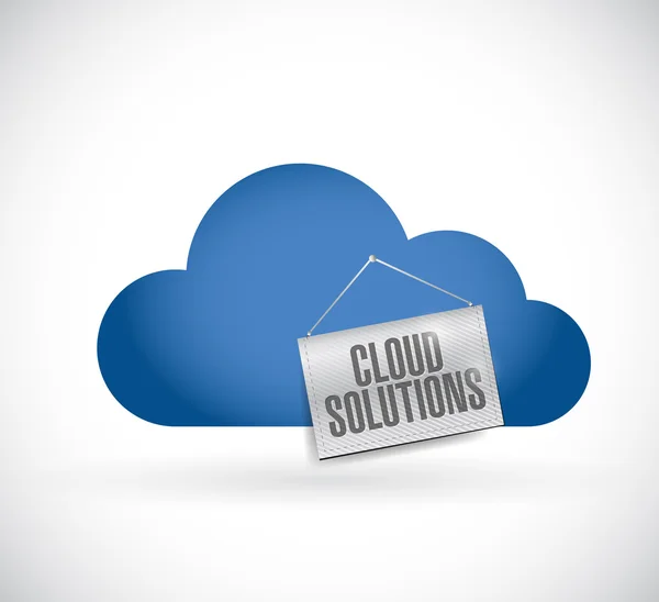 Cloud computing, cloud solutions hanging banner — Stock Photo, Image