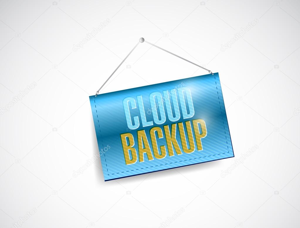 cloud backup hanging banner illustration design