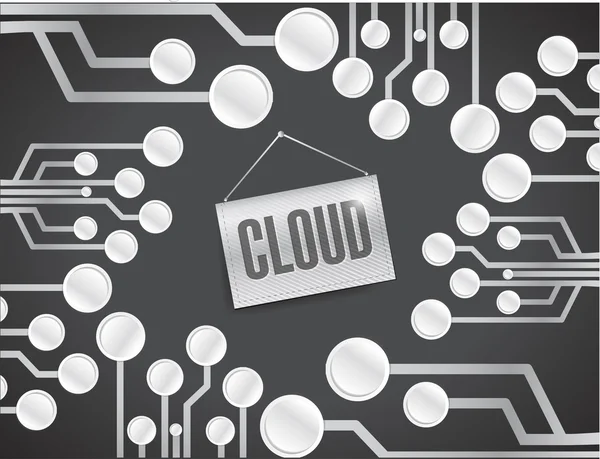 Cloud circuit board with sign. illustration design — Stock Photo, Image