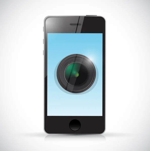携帯電話とカメラのレンズのイラスト デザイン — ストック写真