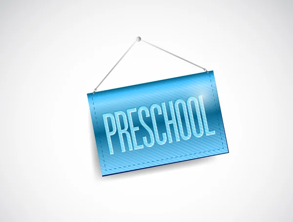 Preschool blauw opknoping sign afbeelding ontwerp — Stockfoto