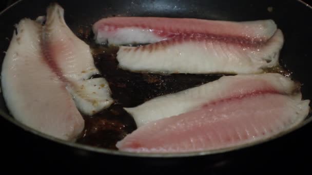 Μαγείρεμα φρέσκο ψάρι — Αρχείο Βίντεο