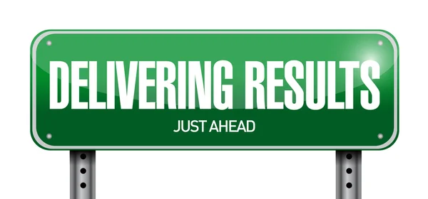 Delivering results road sign illustration design — Stock Photo, Image