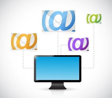 bilgisayar e-posta iletişimi konsept illüstrasyon