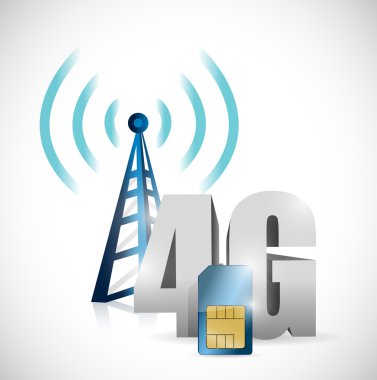 4g tower ve SIM kartı çizim tasarım