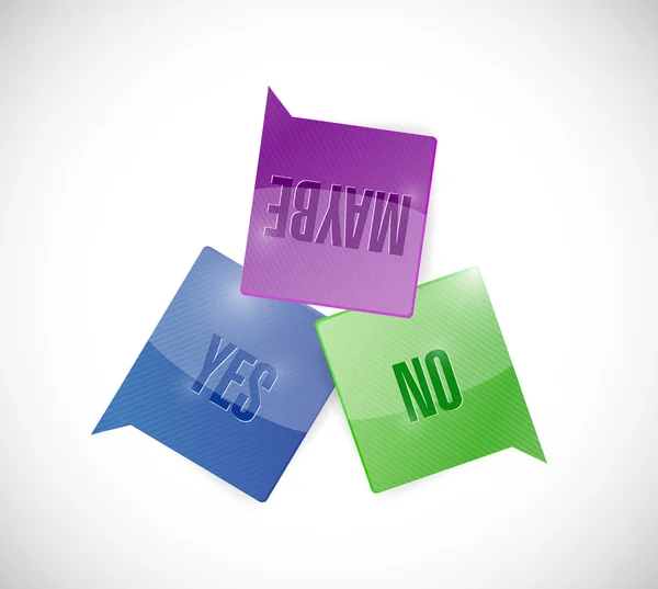 Yes, no and maybe message bubbles illustration — Stock Photo, Image