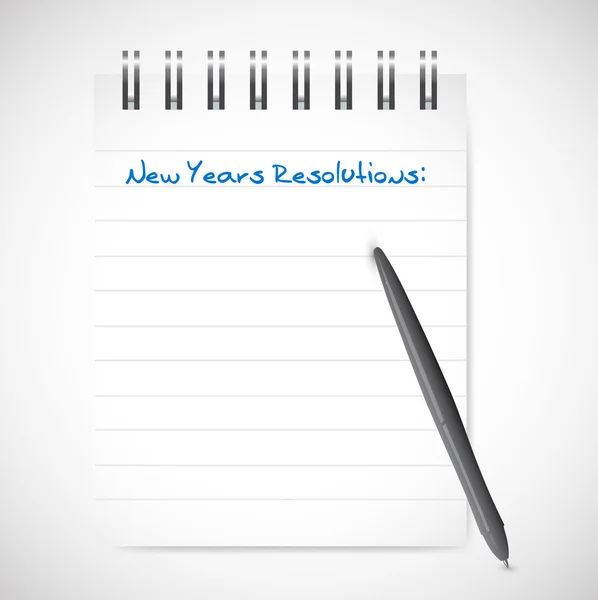 Novos anos resoluções notepad listagem ilustração — Fotografia de Stock