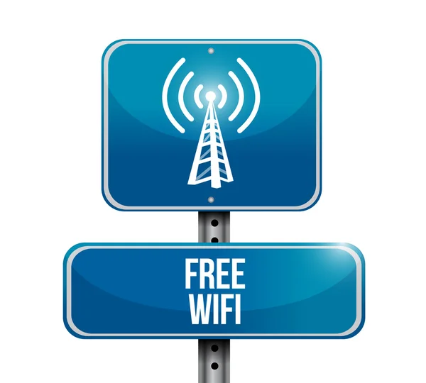 Wifi gratuito cartello stradale disegno illustrazione — Foto Stock