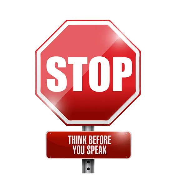 Stop think before you speak sign illustration — Stock Photo, Image