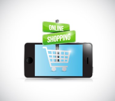 smartphone online winkelen teken illustratie