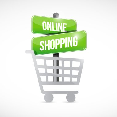 alışveriş sepeti online alışveriş işareti illüstrasyon
