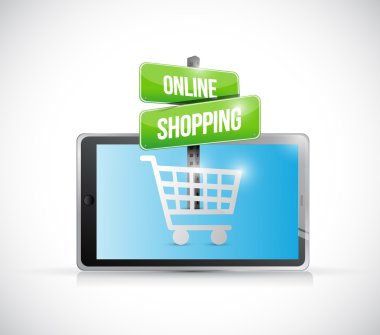 Tablet online alışveriş illüstrasyon işareti