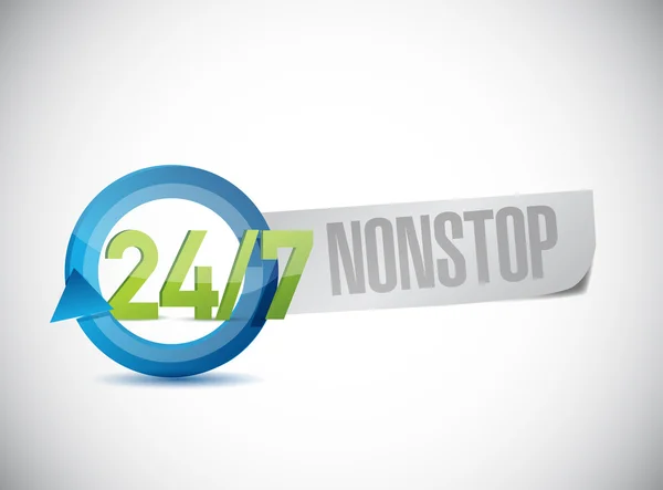 24 7 nonstop underteckna illustration design — Stockfoto